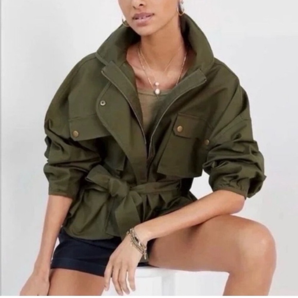 Anthropologie mare mare Dark Green cotton stretch Utility Jacket sz small